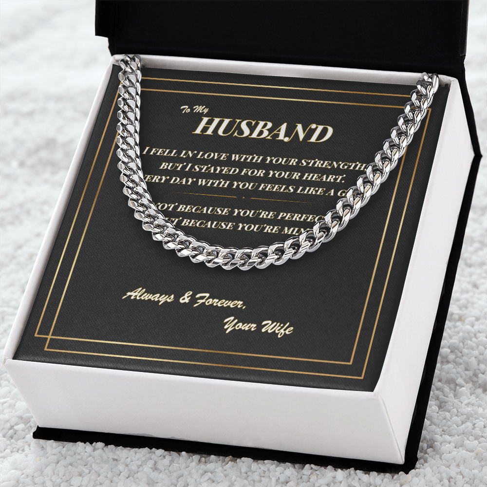 To My Husband – Cuban Link Chain Necklace with Romantic Message Card | Gift from Wife