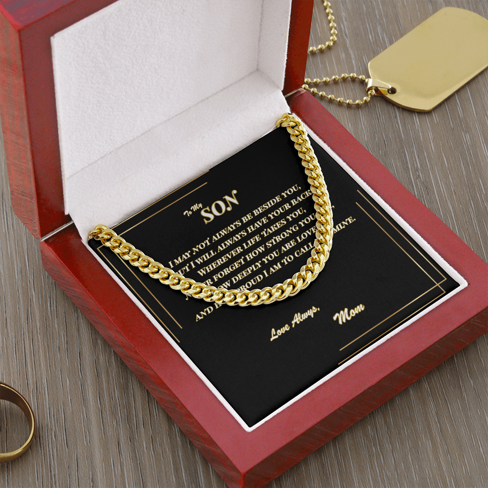To My Son – Cuban Link Chain Necklace with Message Card | Gift from Mom