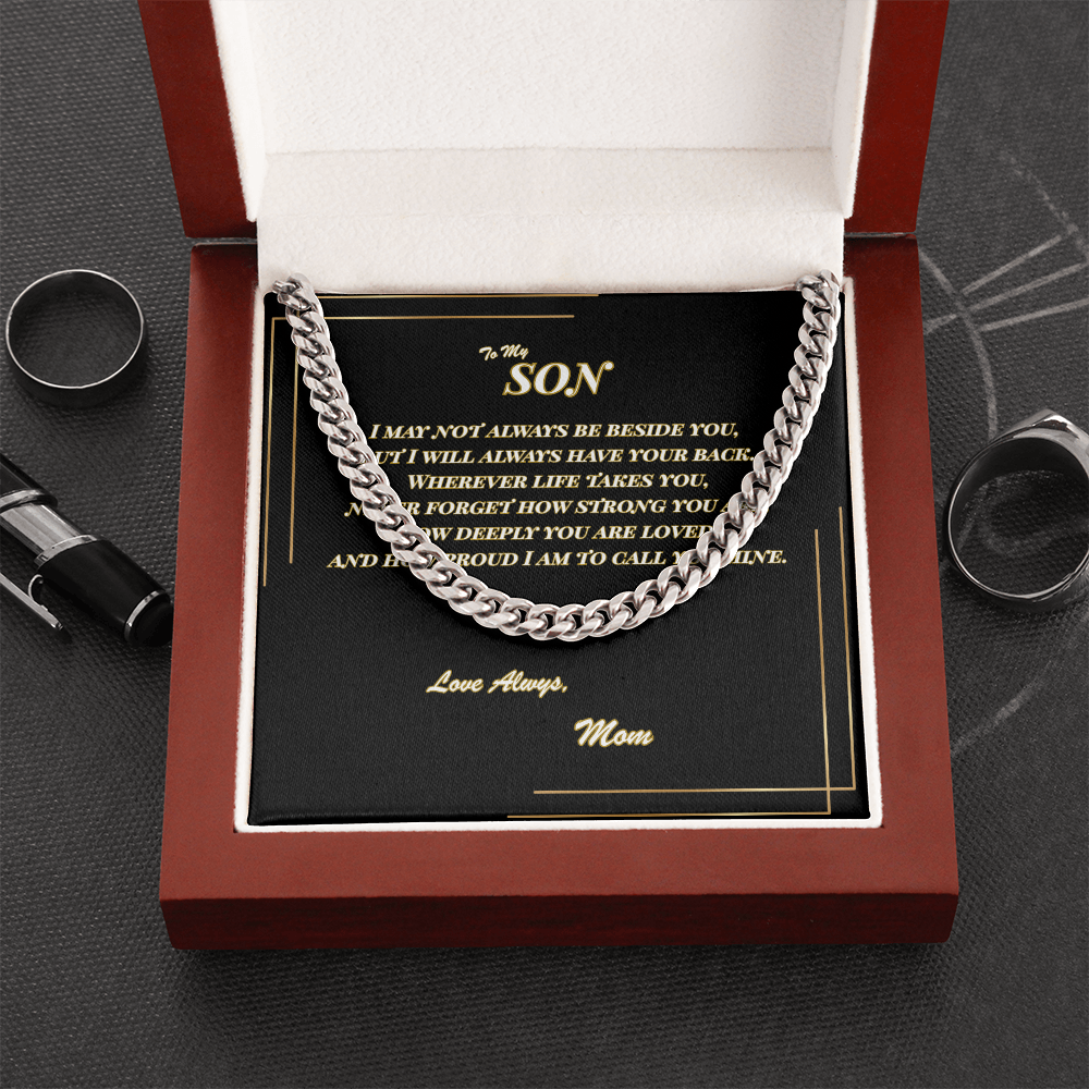 To My Son – Cuban Link Chain Necklace with Message Card | Gift from Mom