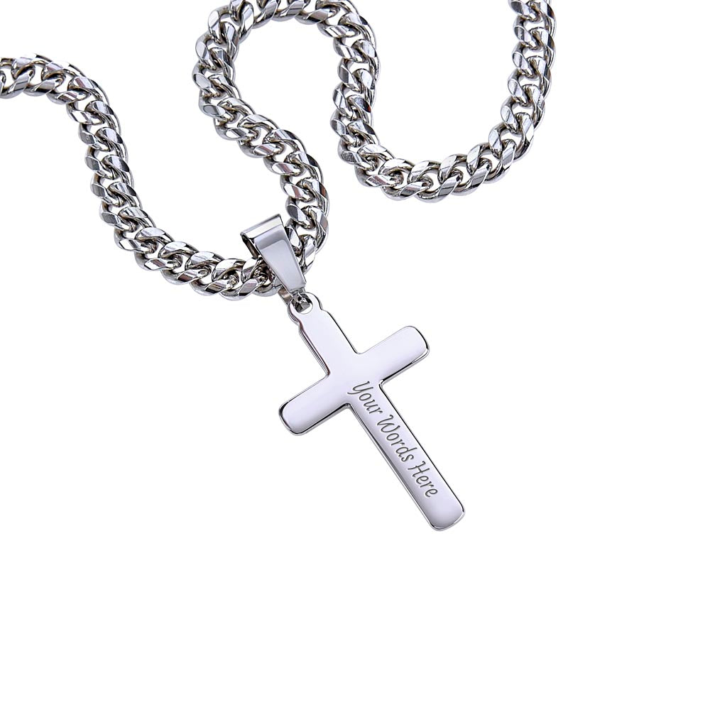 To My Son - Engraved Cross Necklace with Inspirational Message & Scripture | Christian Gift for Boys & Young Men