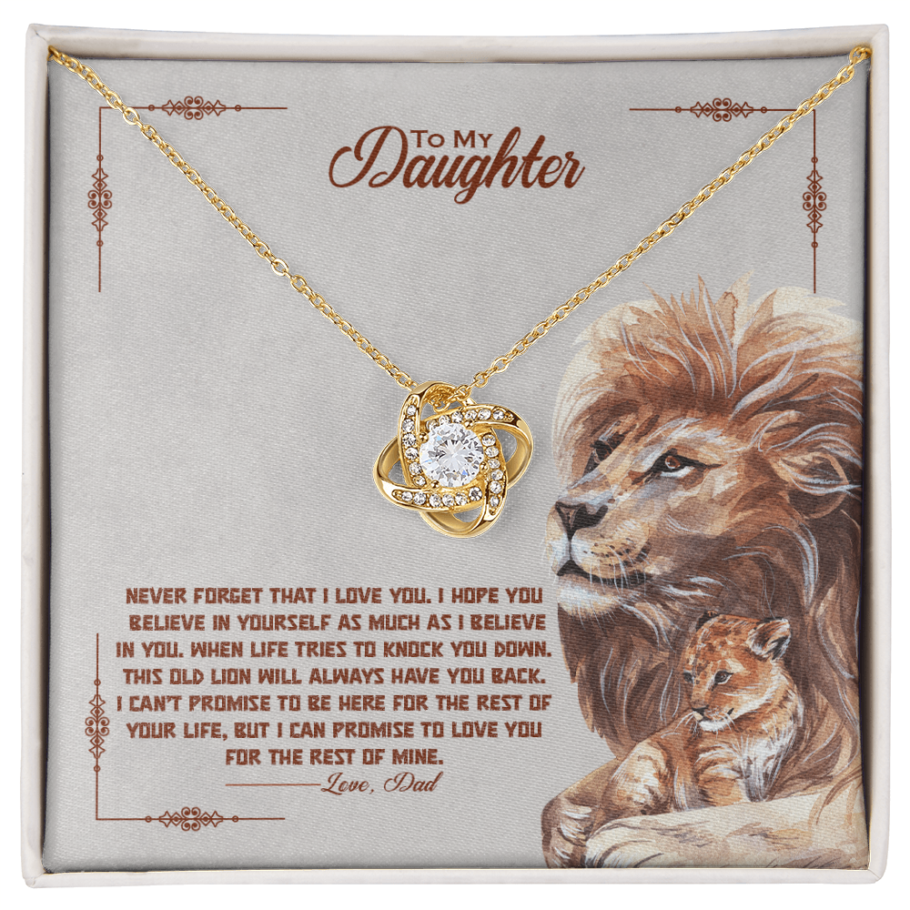 🦁 To My Daughter – Love Knot Necklace | “I Promise to Love You for the Rest of My Life”