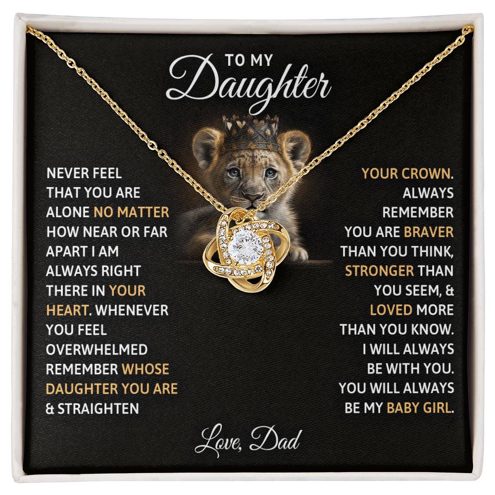 🦁 To My Daughter – Love Knot Necklace | “You Will Always Be My Baby Girl” Crown Message Card from DadTo My Daughter, You Will Always Be My Baby Girls