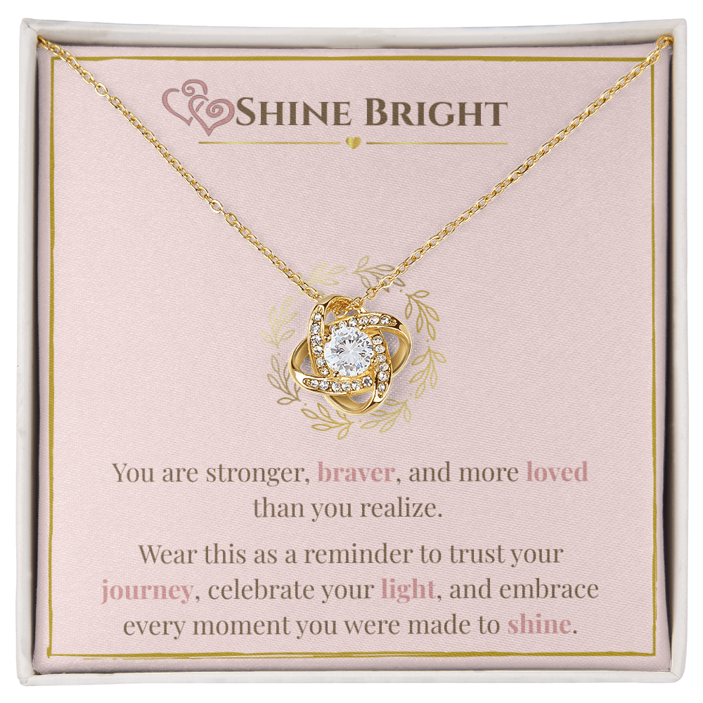Shine Bright Empowerment Necklace – Gift for Self-Love & Encouragement, Adjustable Gold or Silver, Sparkling CZ Pendant