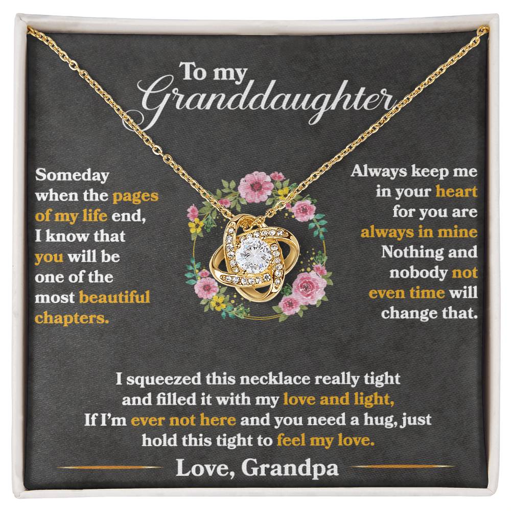 💗 To My Granddaughter – Love Knot Necklace | “Hold This Tight to Feel My Love” Keepsake from Grandpa