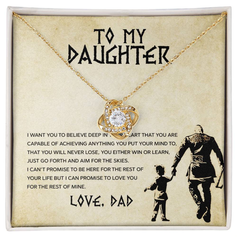 💪 To My Daughter – Love Knot Necklace | “You Will Never Lose” Inspirational Message from Dad