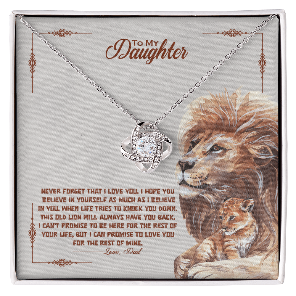 🦁 To My Daughter – Love Knot Necklace | “I Promise to Love You for the Rest of My Life”