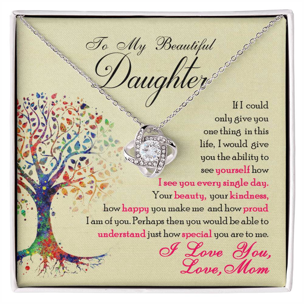 🌳 To My Beautiful Daughter – Love Knot Necklace | “You Are Special to Me” Tree of Life Message from Mom