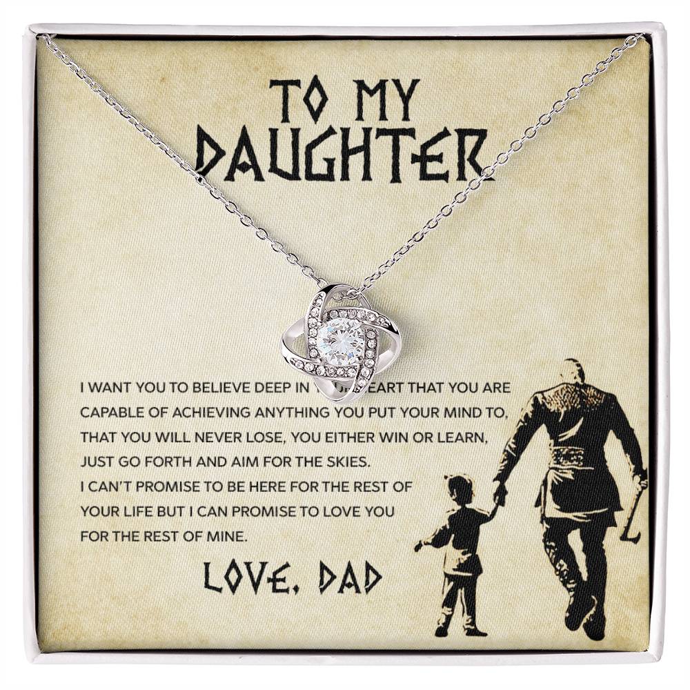 💪 To My Daughter – Love Knot Necklace | “You Will Never Lose” Inspirational Message from Dad