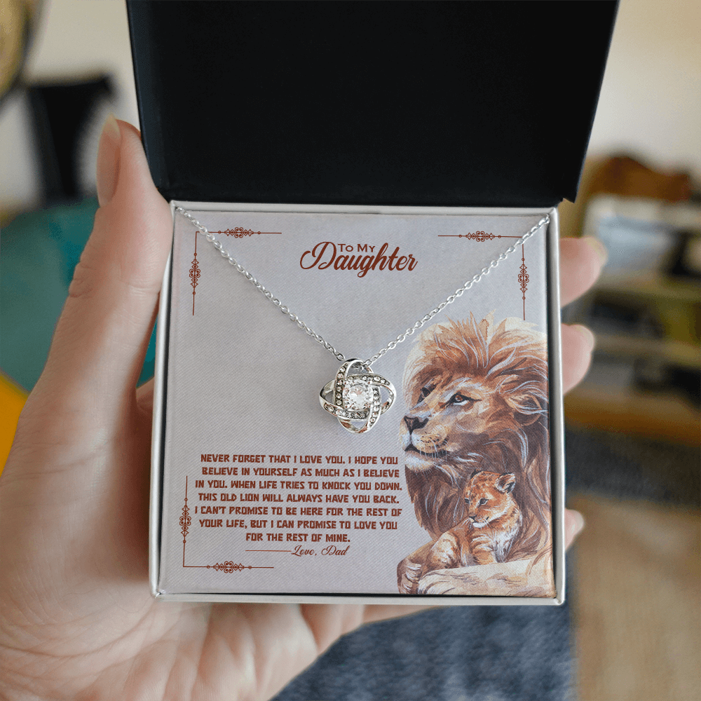 🦁 To My Daughter – Love Knot Necklace | “I Promise to Love You for the Rest of My Life”
