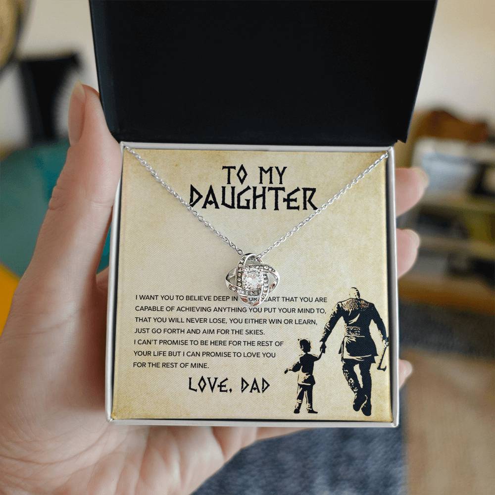 💪 To My Daughter – Love Knot Necklace | “You Will Never Lose” Inspirational Message from Dad