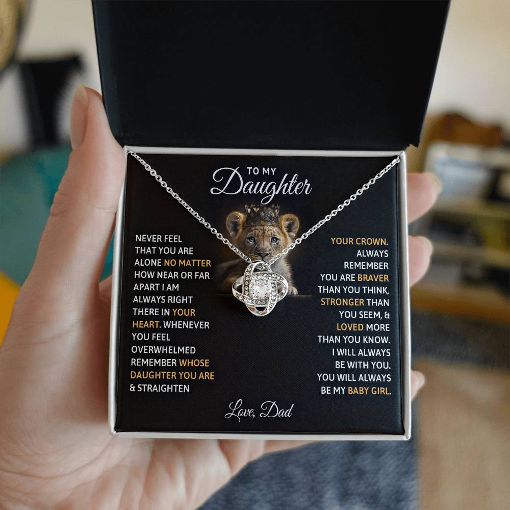 🦁 To My Daughter – Love Knot Necklace | “You Will Always Be My Baby Girl” Crown Message Card from DadTo My Daughter, You Will Always Be My Baby Girls