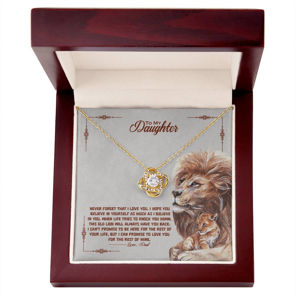 🦁 To My Daughter – Love Knot Necklace | “I Promise to Love You for the Rest of My Life”