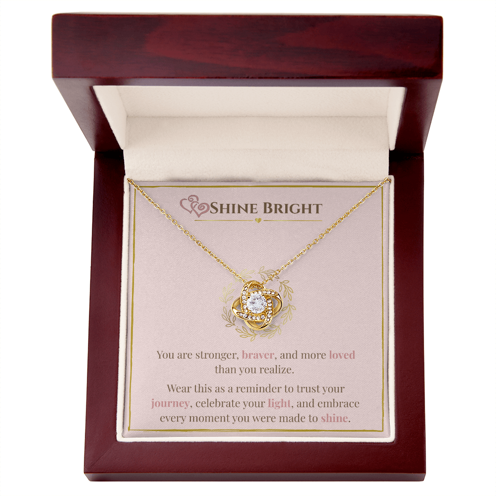 Shine Bright Empowerment Necklace – Gift for Self-Love & Encouragement, Adjustable Gold or Silver, Sparkling CZ Pendant