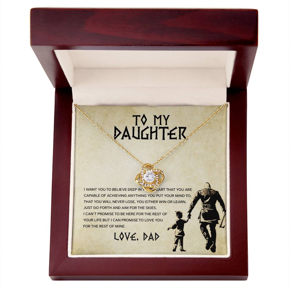 💪 To My Daughter – Love Knot Necklace | “You Will Never Lose” Inspirational Message from Dad