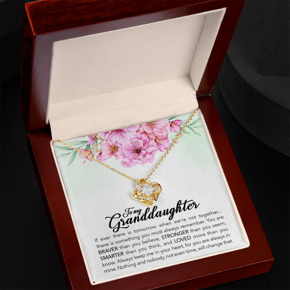 🌸 To My Granddaughter – Love Knot Necklace | “Always Keep Me in Your Heart” Keepsake Gift