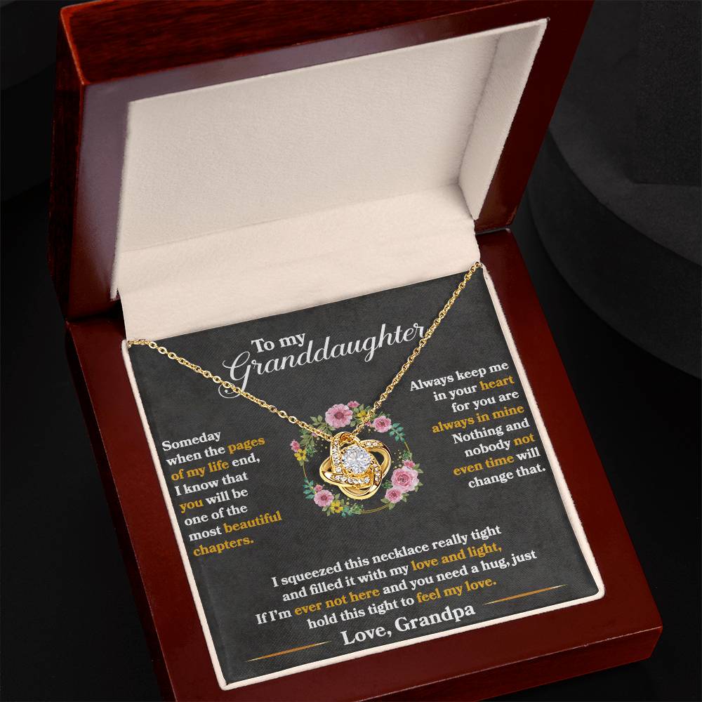 💗 To My Granddaughter – Love Knot Necklace | “Hold This Tight to Feel My Love” Keepsake from Grandpa