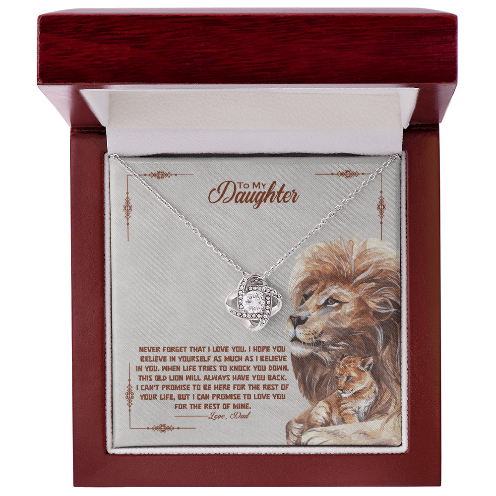 🦁 To My Daughter – Love Knot Necklace | “I Promise to Love You for the Rest of My Life”