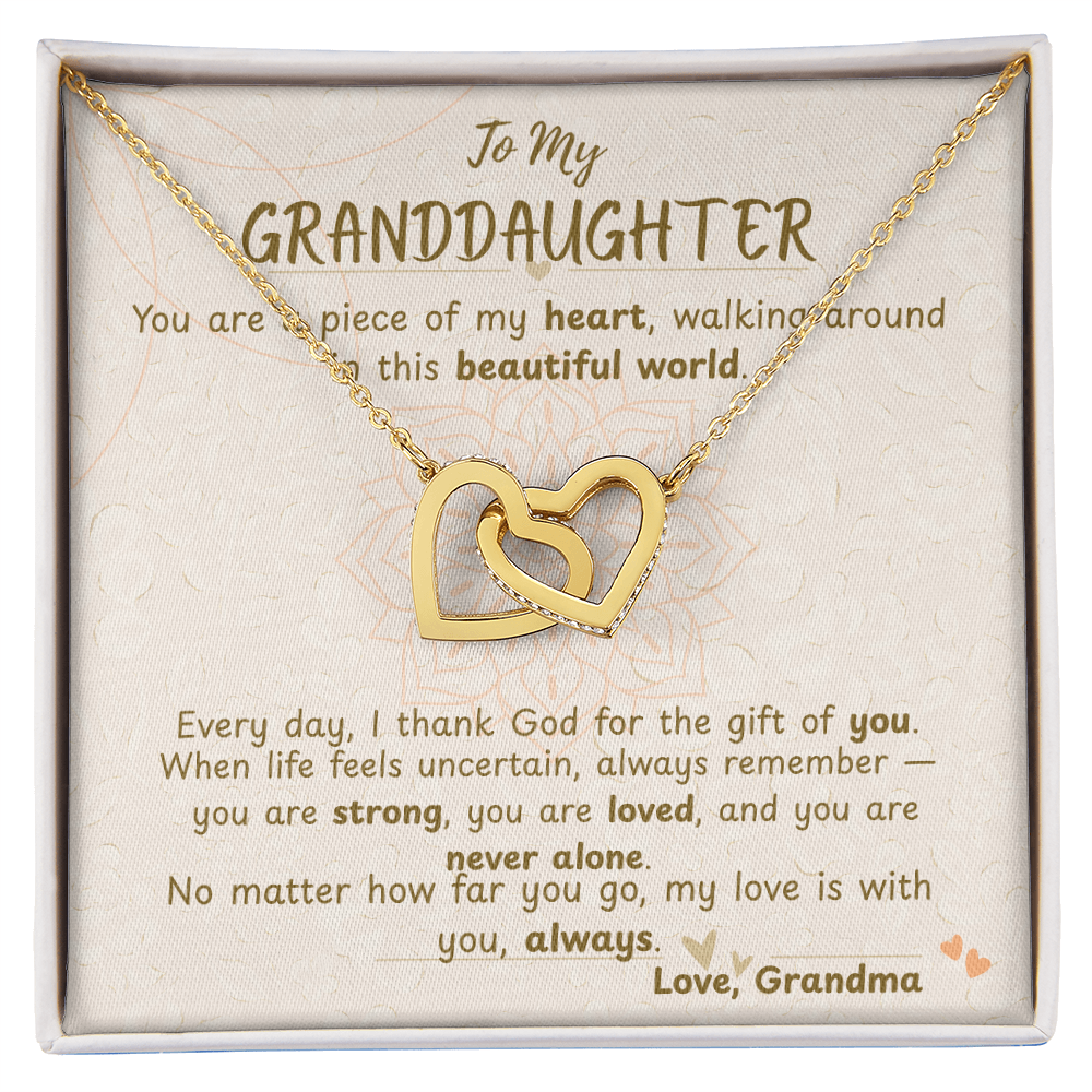 To My Granddaughter – Interlocking Hearts Necklace from Grandma Gift