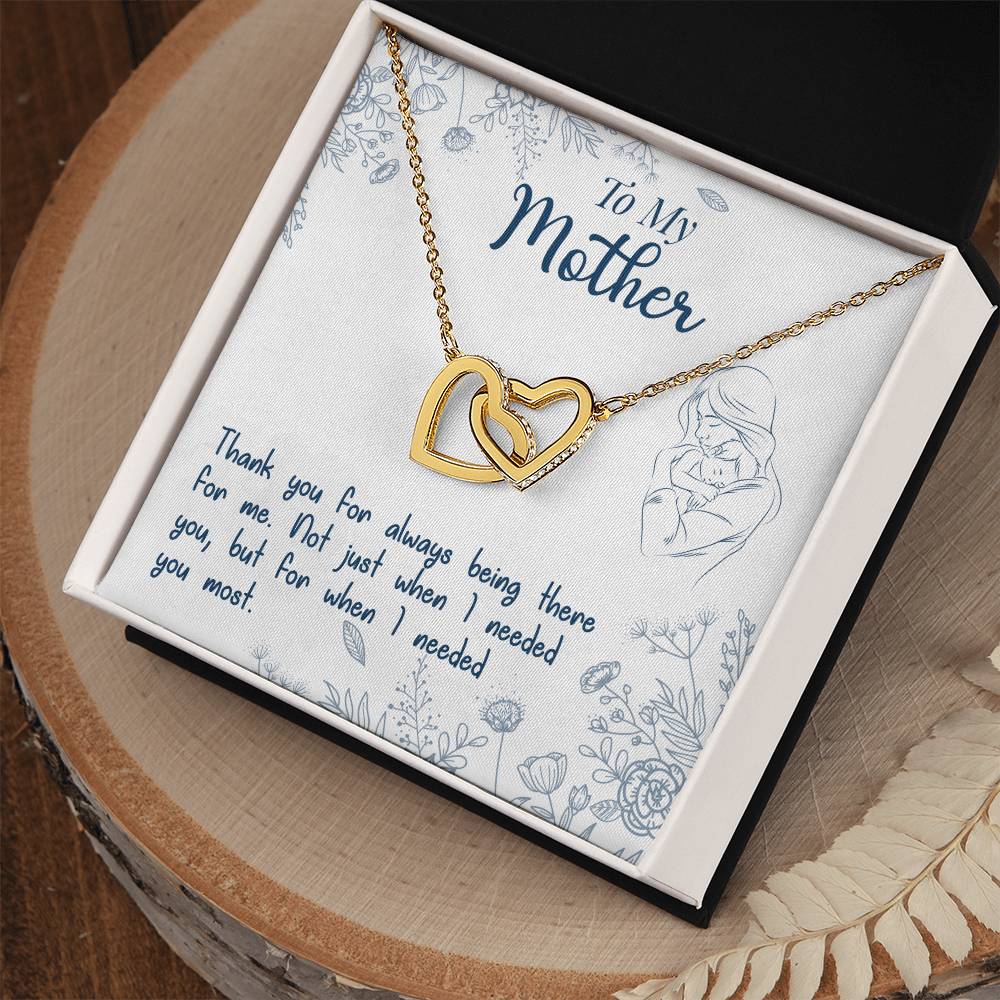 To My Mother – Thank You for Always Being There | Interlocking Hearts Necklace with Gift Box