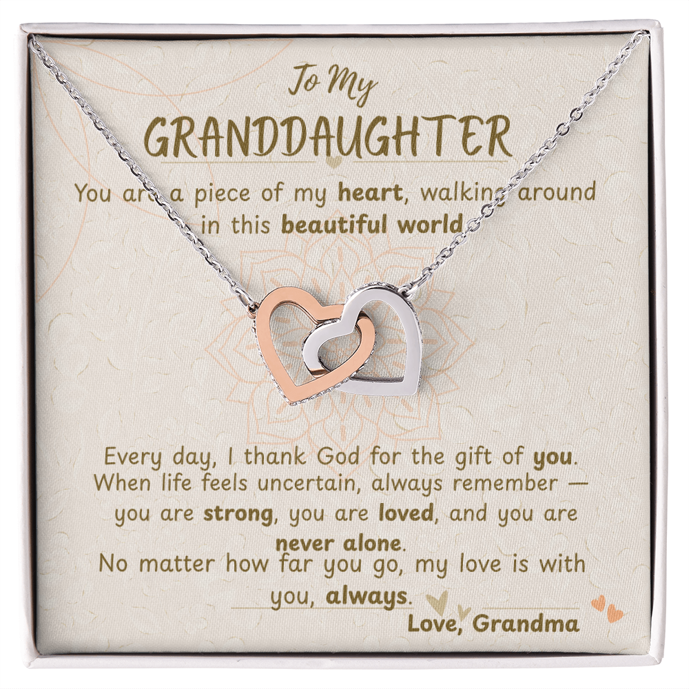 To My Granddaughter – Interlocking Hearts Necklace from Grandma Gift