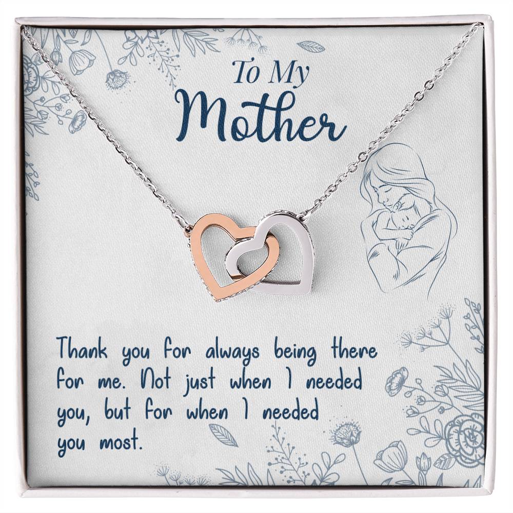 To My Mother – Thank You for Always Being There | Interlocking Hearts Necklace with Gift Box