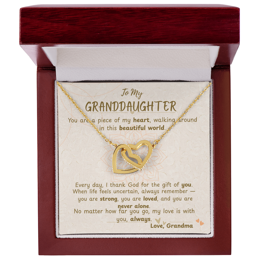 To My Granddaughter – Interlocking Hearts Necklace from Grandma Gift