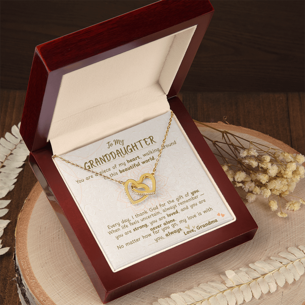 To My Granddaughter – Interlocking Hearts Necklace from Grandma Gift