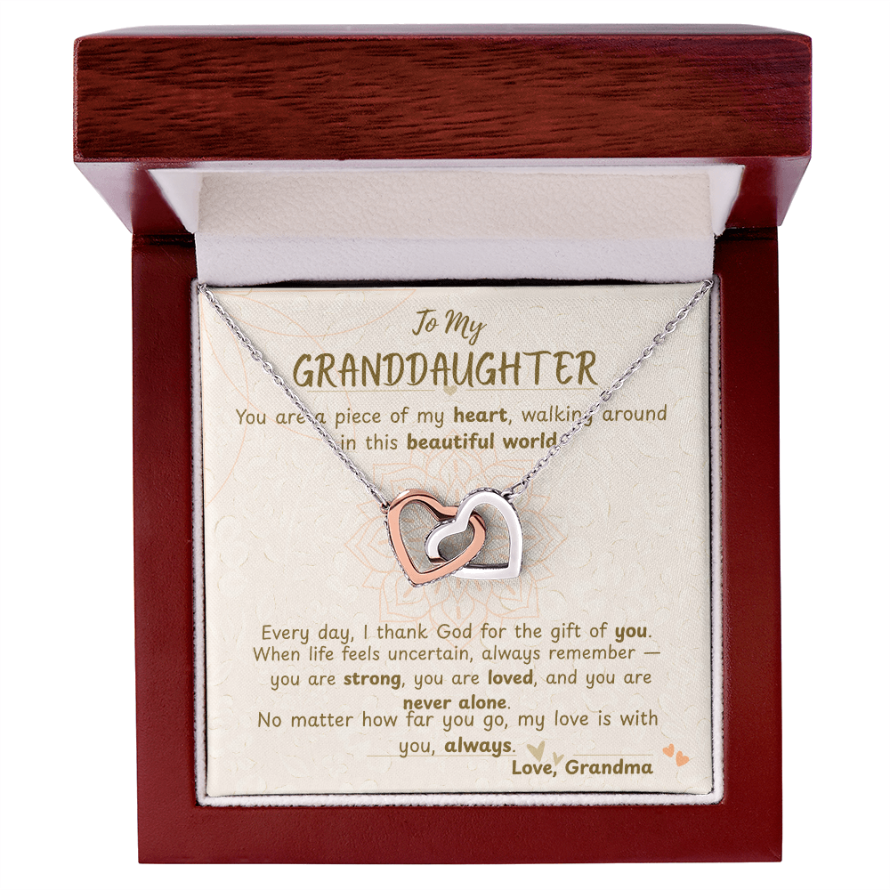 To My Granddaughter – Interlocking Hearts Necklace from Grandma Gift