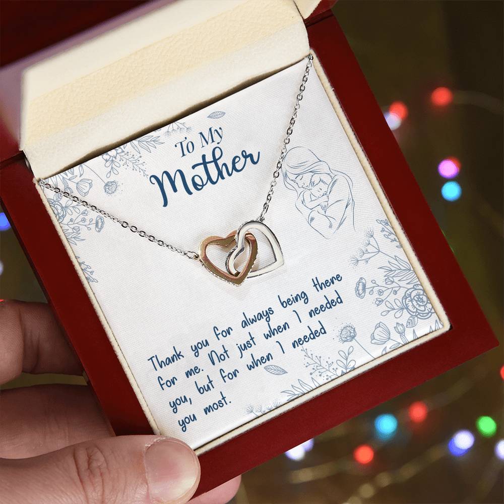 To My Mother – Thank You for Always Being There | Interlocking Hearts Necklace with Gift Box