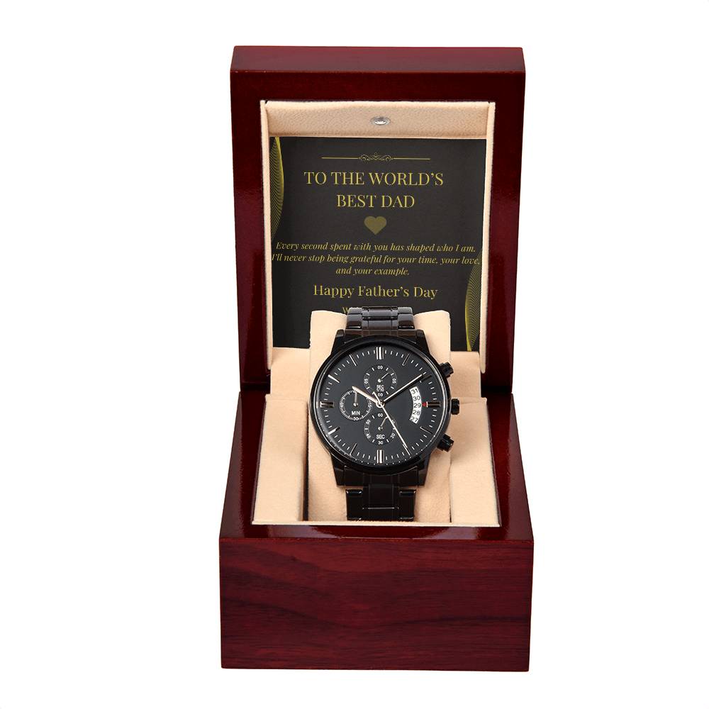Personalized Father's Day Watch with Personal Card – Black Chronograph