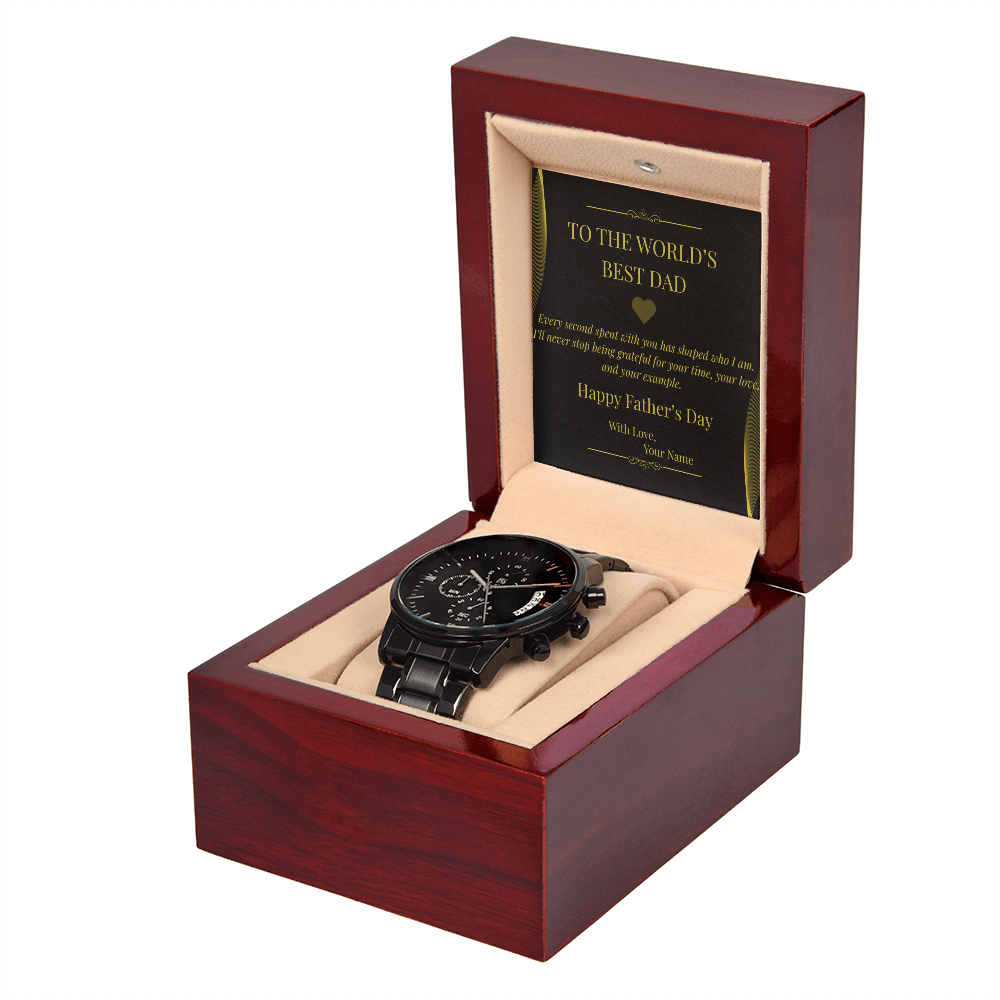 Personalized Father's Day Watch with Personal Card – Black Chronograph