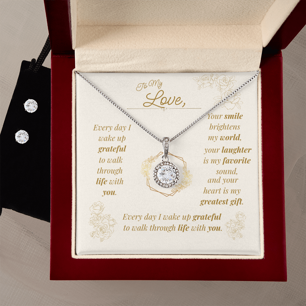 Eternal Hope Necklace & Earrings Set – Elegant Jewelry Gift with Message Card for Wife, Girlfriend, or Partner