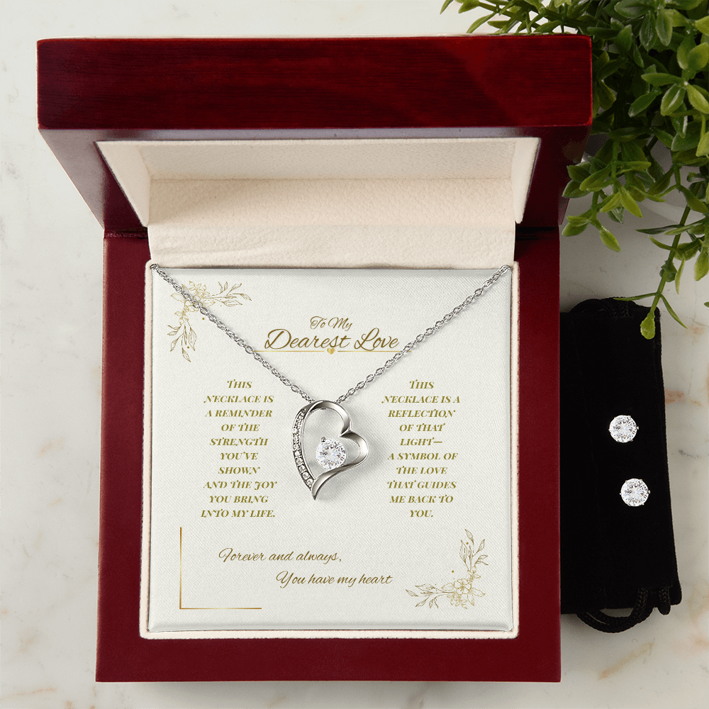 To My Dearest Love – Sparkling Heart Necklace in White Gold | Romantic Gift for Wife, Girlfriend, or Partner