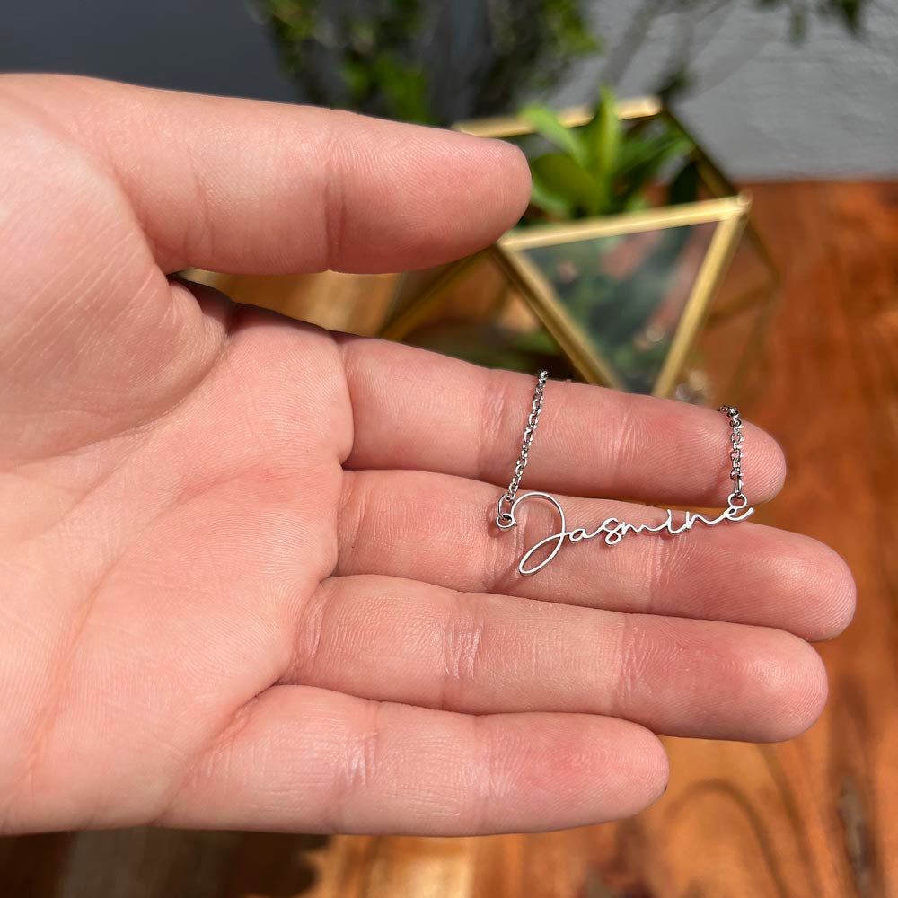 To My Daughter – Personalized Signature Name Necklace with Message Card | Gift from Mom