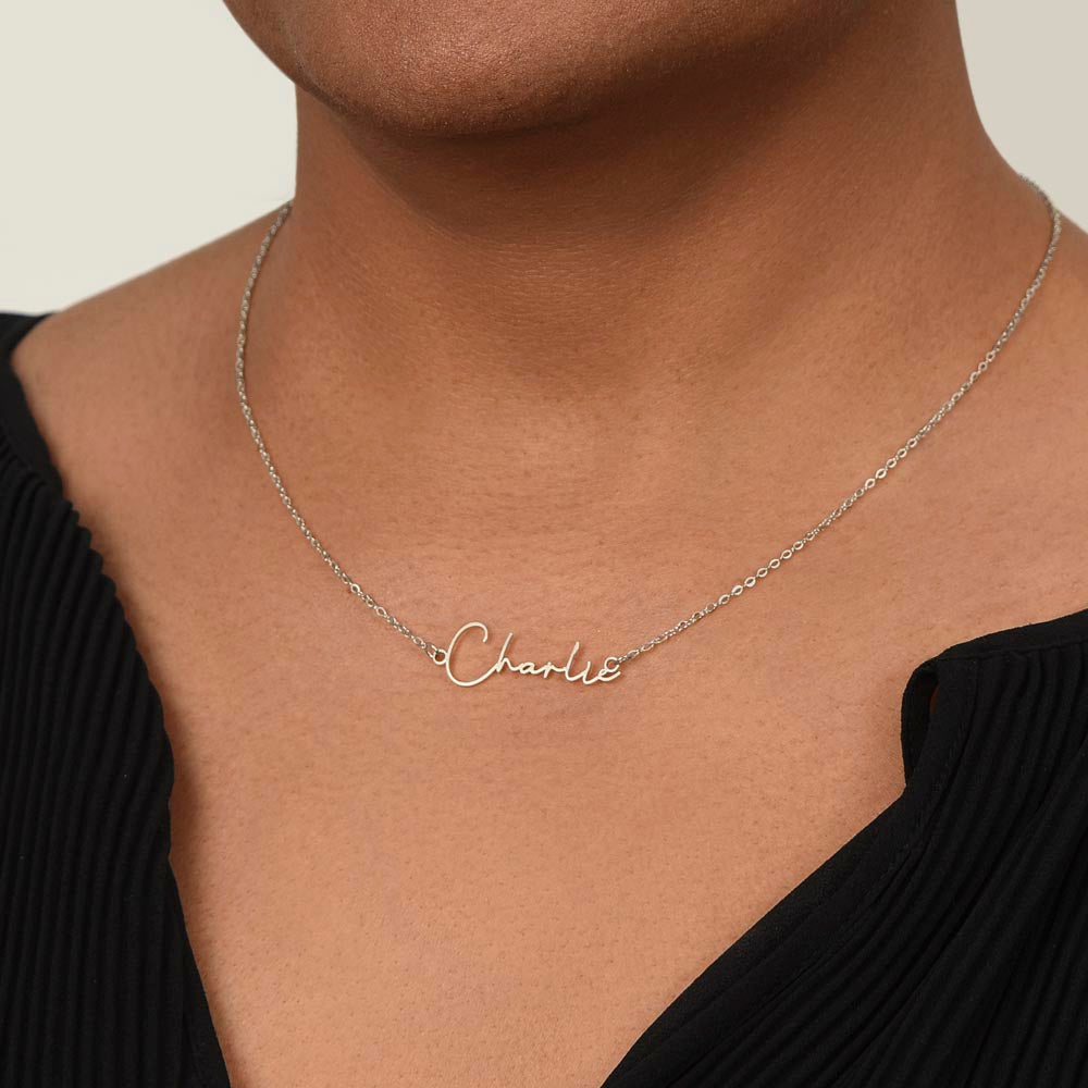 To My Daughter – Personalized Signature Name Necklace with Message Card | Gift from Mom