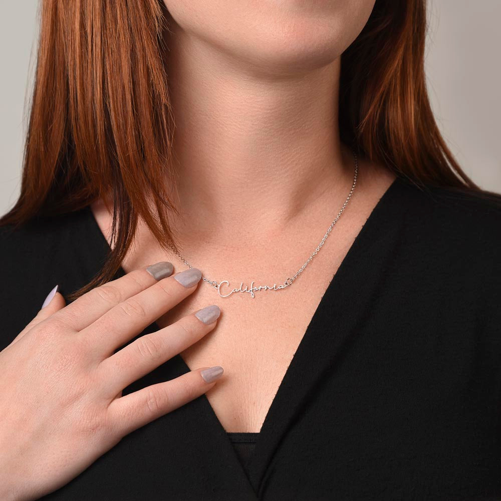 To My Daughter – Personalized Signature Name Necklace with Message Card | Gift from Mom