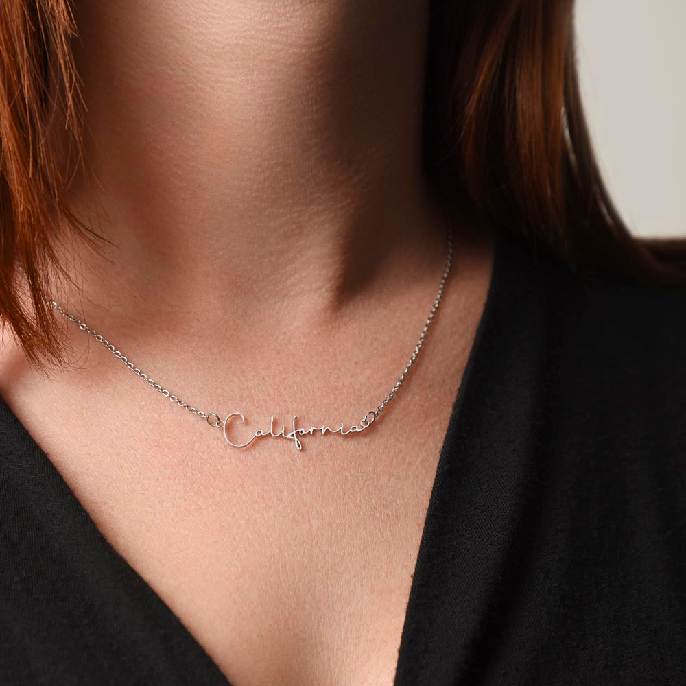 To My Daughter – Personalized Signature Name Necklace with Message Card | Gift from Mom