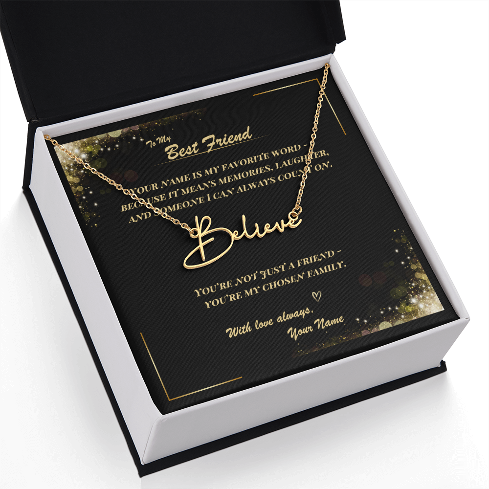 To My Best Friend – Signature Name Necklace with Personalized Message Card | Custom Gift