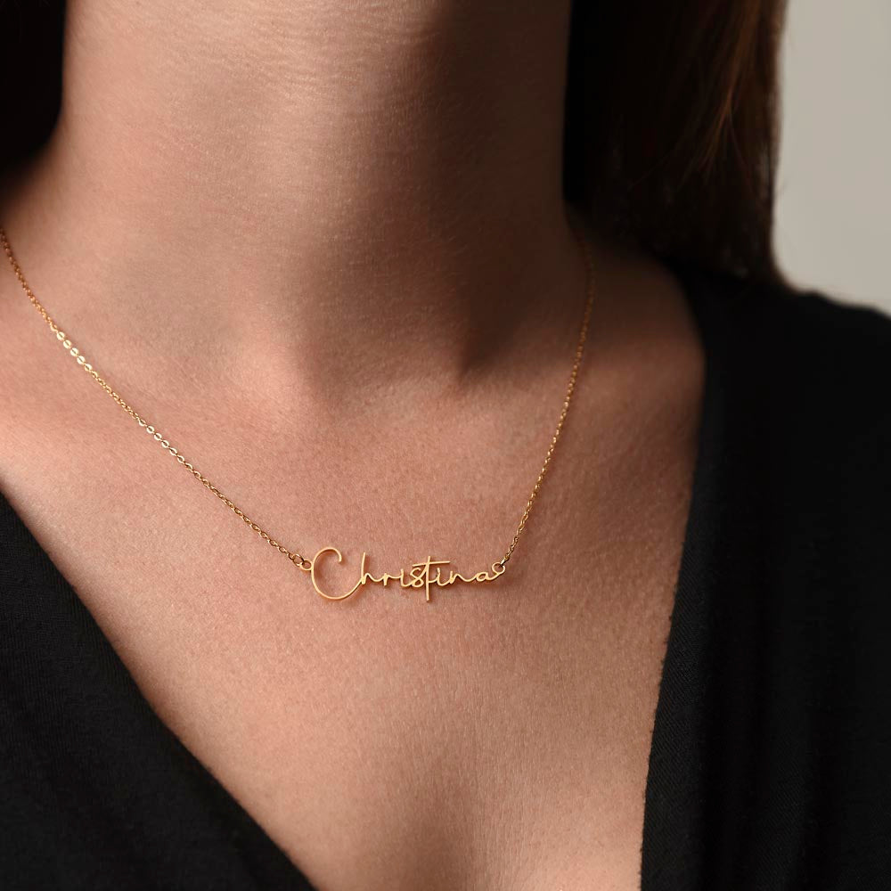 To My Daughter – Personalized Signature Name Necklace with Message Card | Gift from Mom