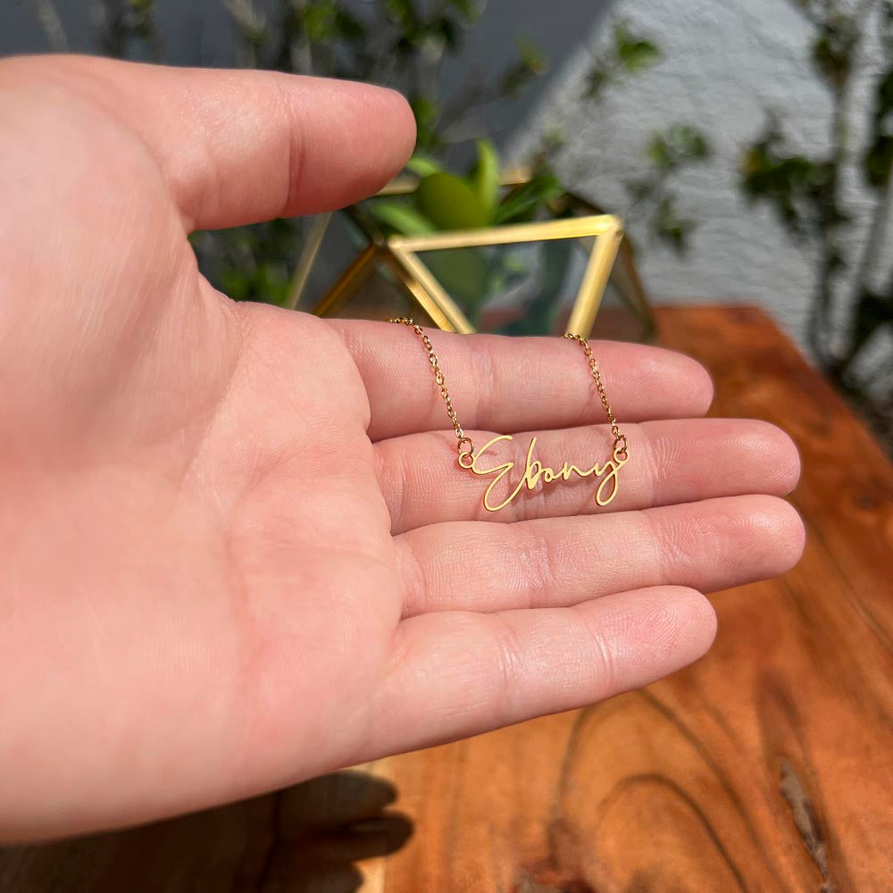 Celebrate Yourself – Personalized Signature Name Necklace with Empowering Message Card