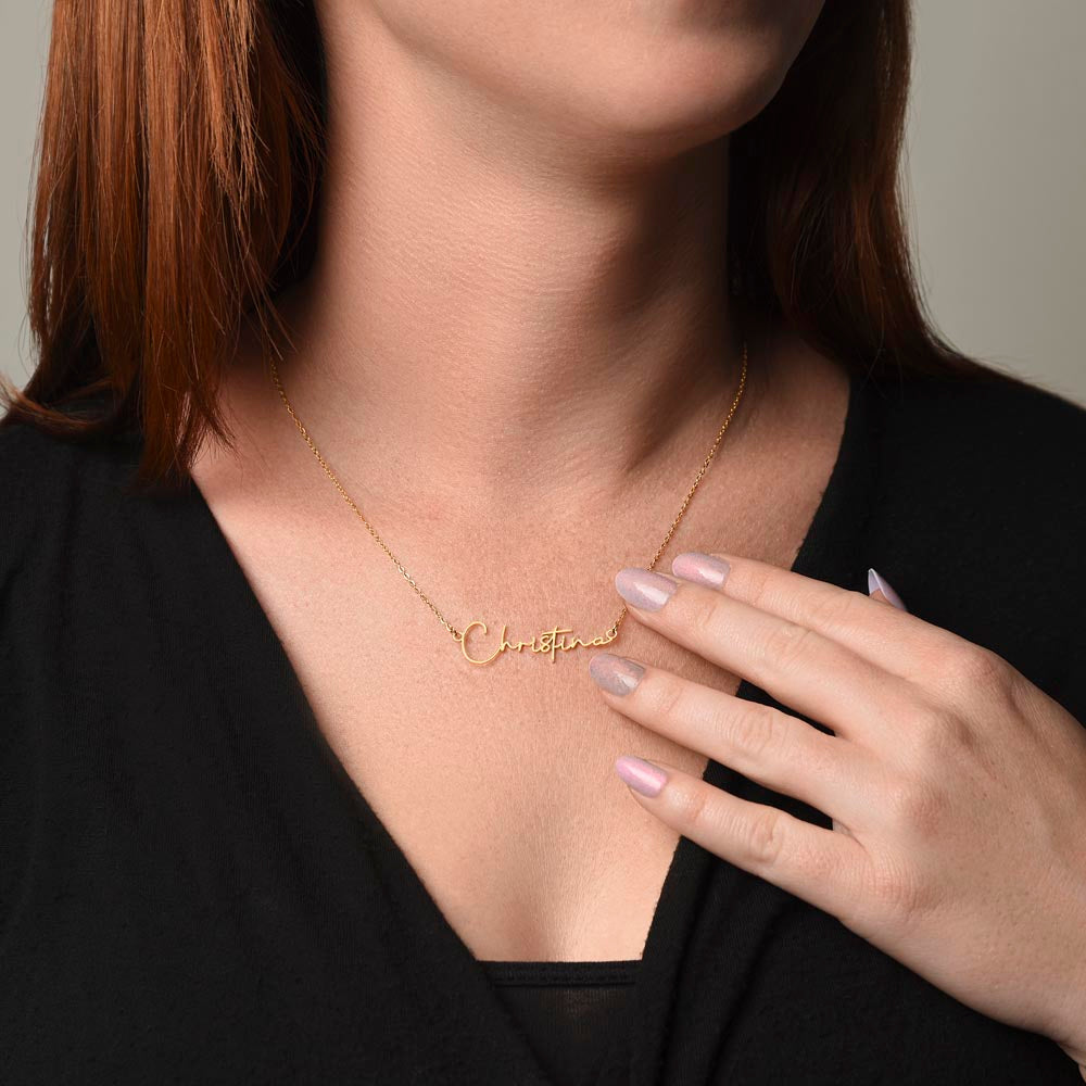 To My Daughter – Personalized Signature Name Necklace with Message Card | Gift from Mom