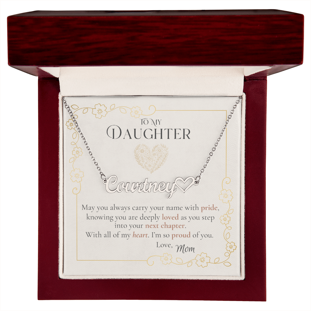 To My Daughter Heart Name Necklace – Custom, Made in USA
