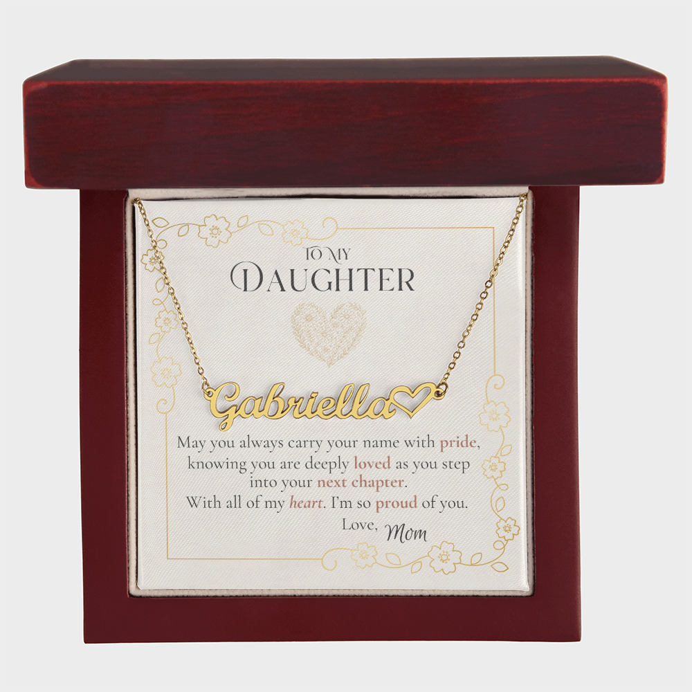 To My Daughter Heart Name Necklace – Custom, Made in USA