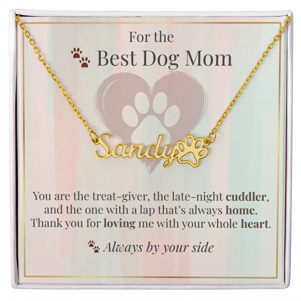 Personalized Dog Mom Name Necklace with Paw – Custom Pet Lover Gift, Made in USA, Fast Shipping