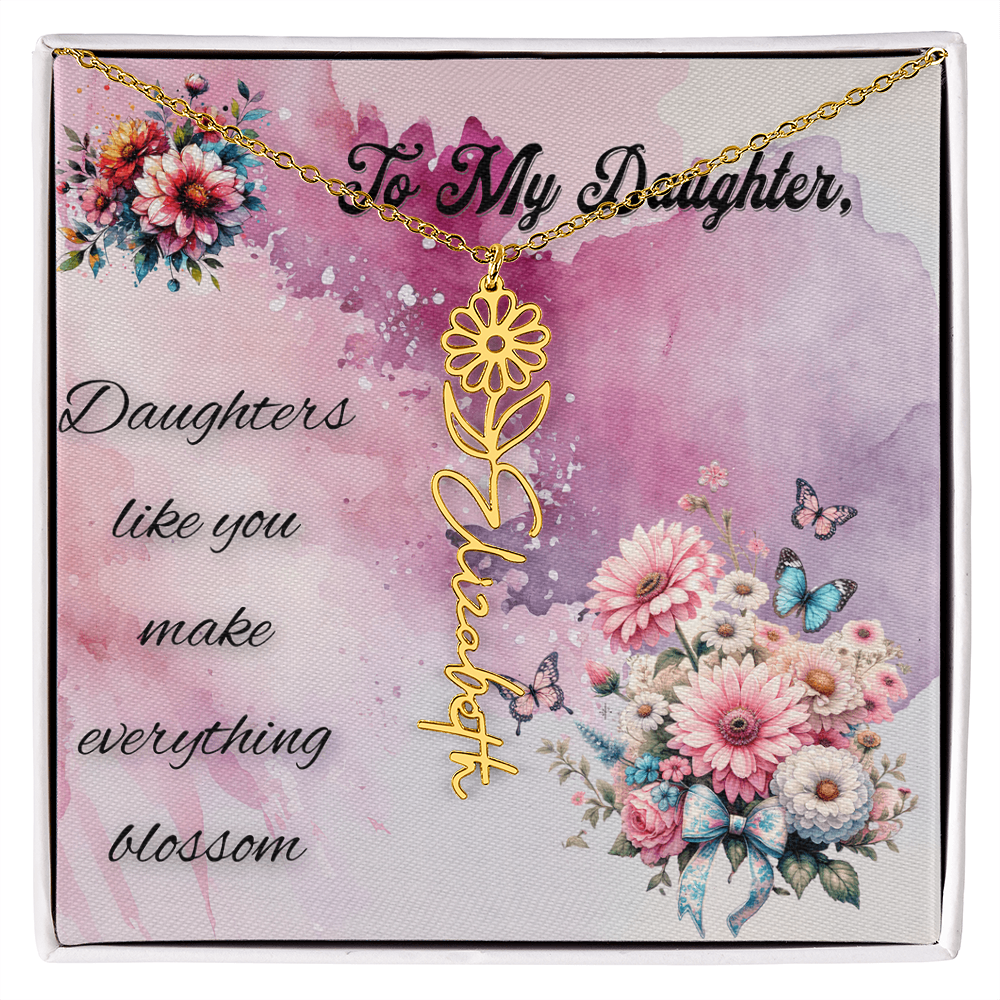 ๐ธ To My Daughter โ Personalized Floral Name Necklace ๐ธ