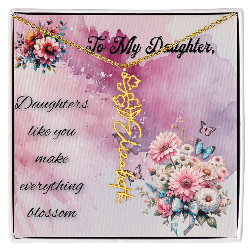 ๐ธ To My Daughter โ Personalized Floral Name Necklace ๐ธ
