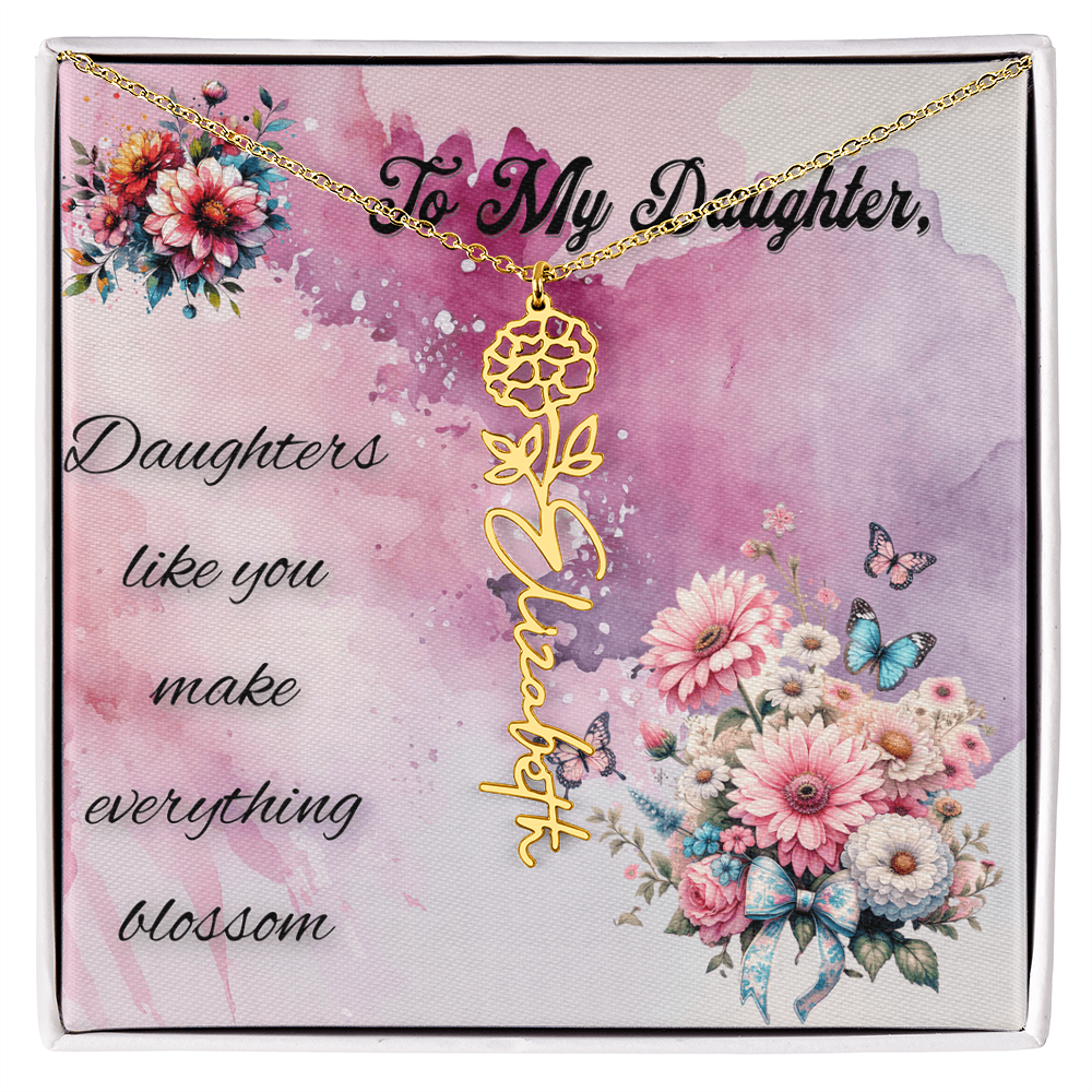 ๐ธ To My Daughter โ Personalized Floral Name Necklace ๐ธ