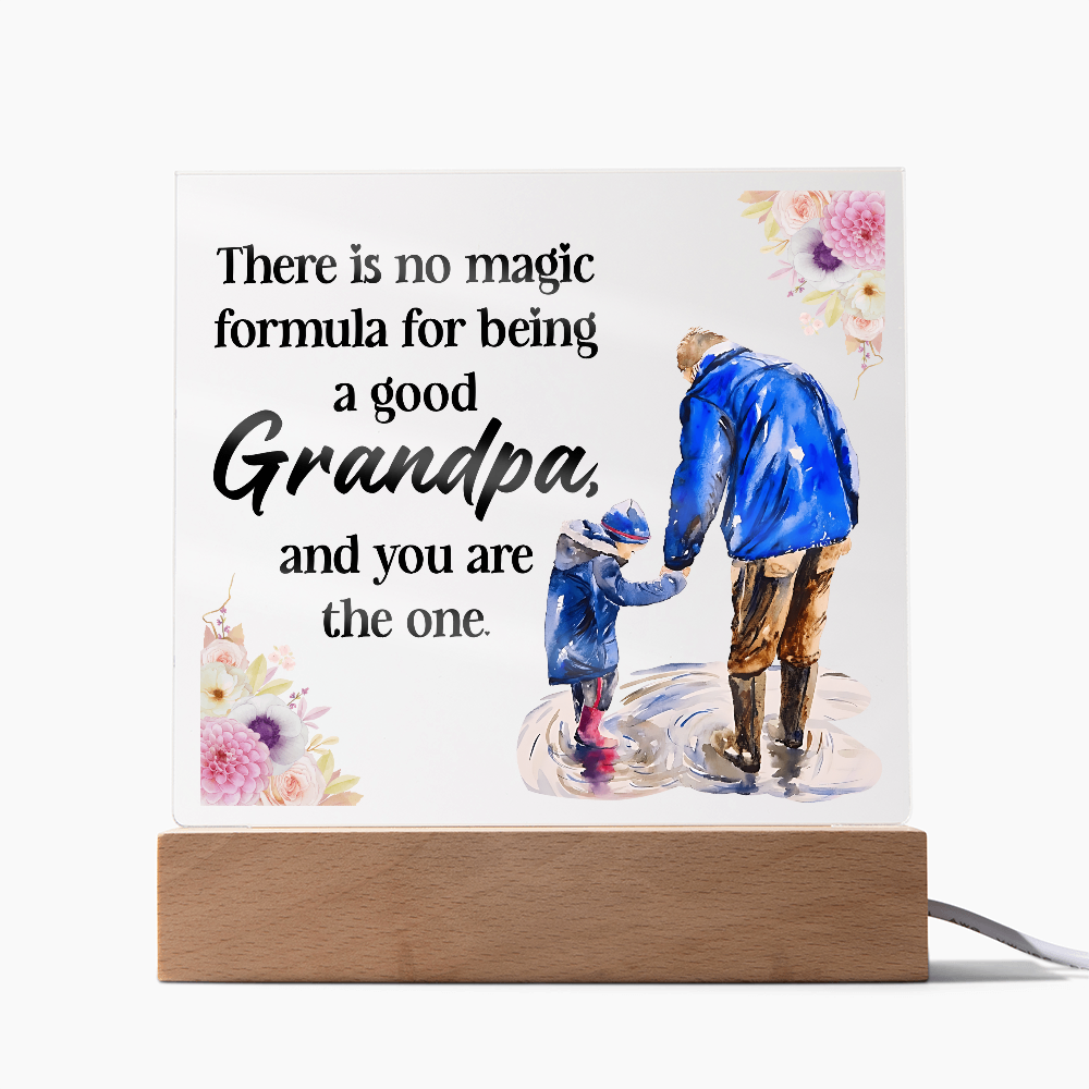 💙 “To the Best Grandpa” Acrylic Plaque with LED Base – Sentimental Gift from Grandkids