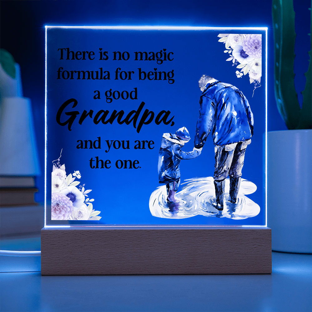 💙 “To the Best Grandpa” Acrylic Plaque with LED Base – Sentimental Gift from Grandkids