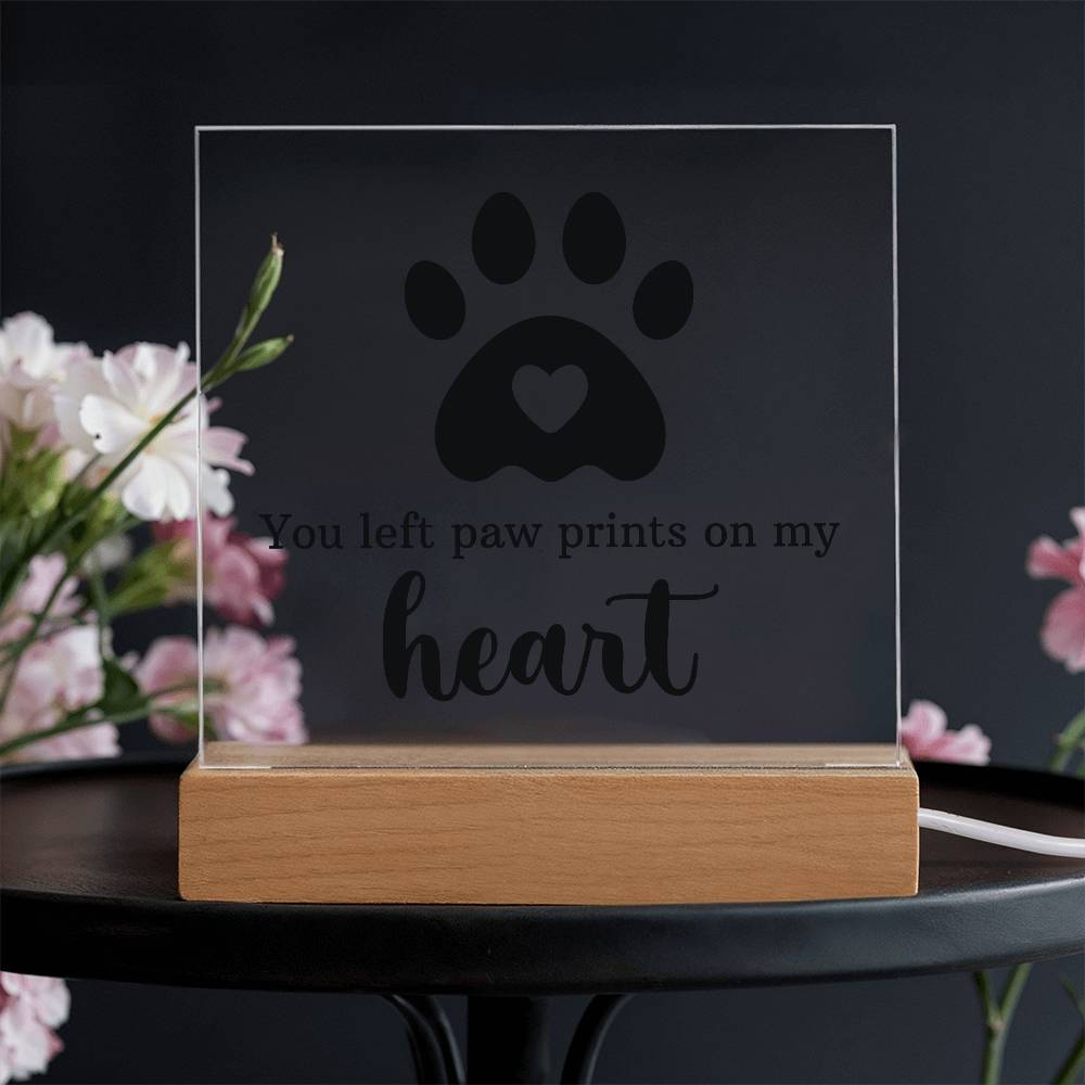 You Left Paw Prints on My Heart – Acrylic Keepsake Light